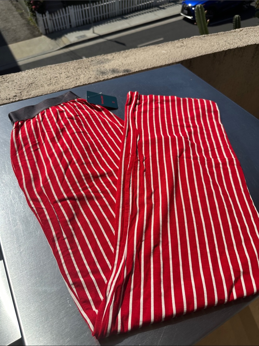 Tommy John Red and White Striped Pajama Pants